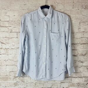 Rails Women's XS  Rocsi Flocked Lightning Pinstripe Long Sleeve Shirt Rayon